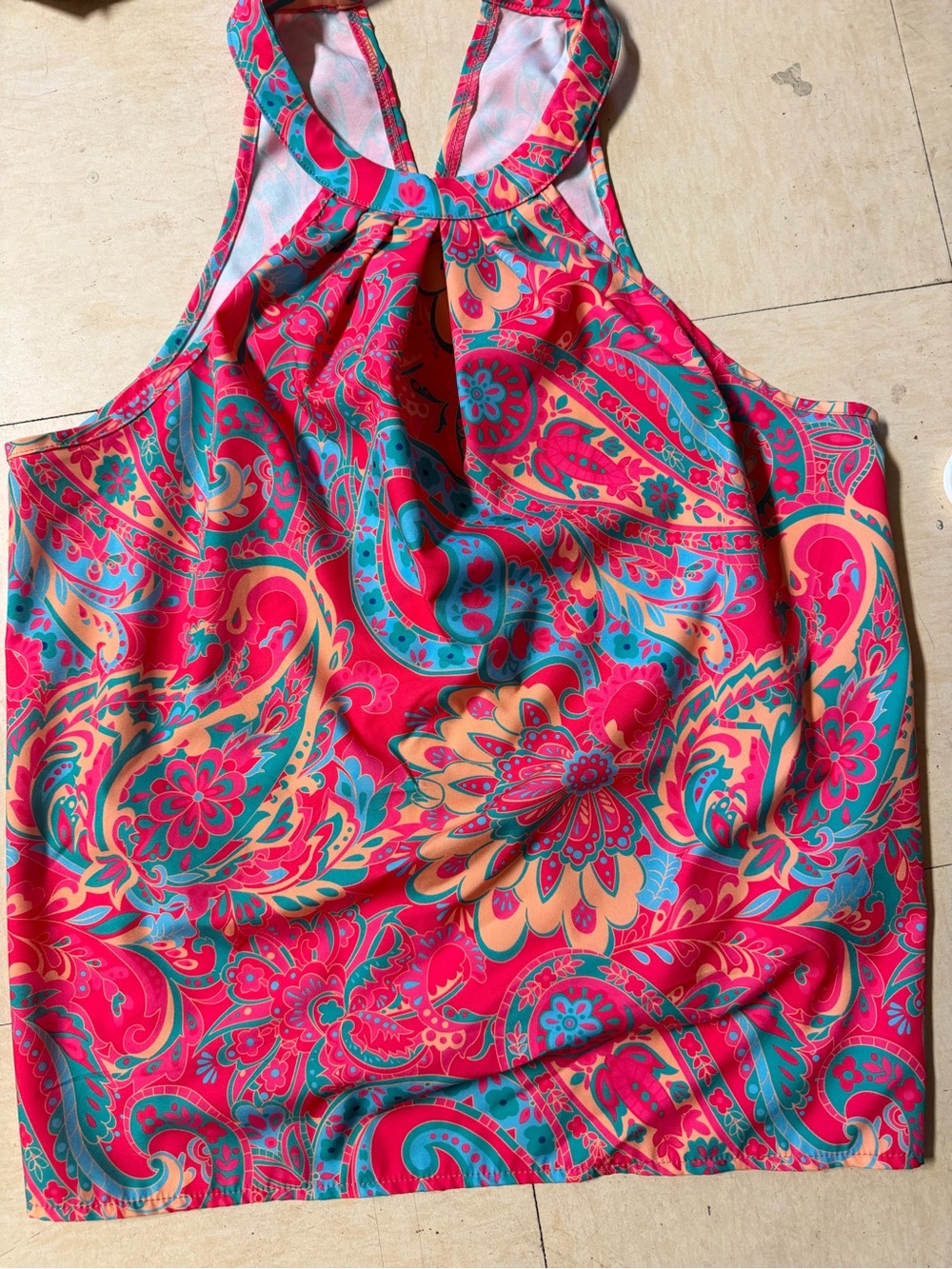 Women’s Pink Paisley Halter Tank Top